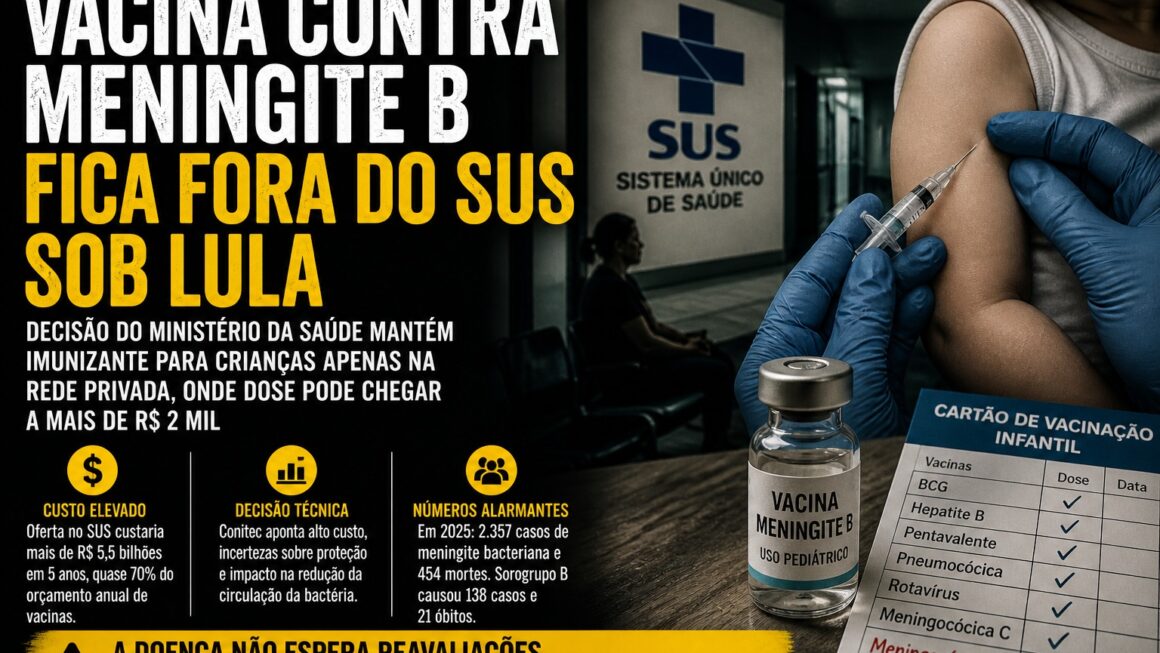 Vacina contra meningite B fora do SUS reacende debate sobre custo, acesso e risco para crianças