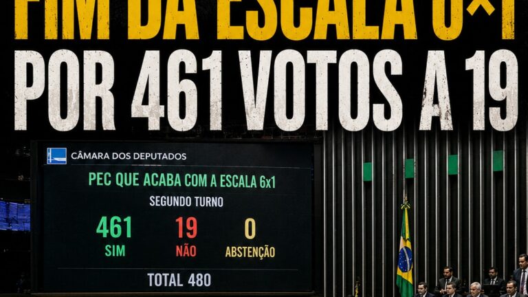 Câmara aprova fim da escala 6×1 e decisão histórica acende reação do setor produtivo e pressão no Senado